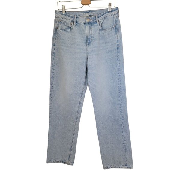 American Eagle AE Women's 90s Straight Light Wash High Rise Jeans Sz 10 Regular - Picture 1 of 7